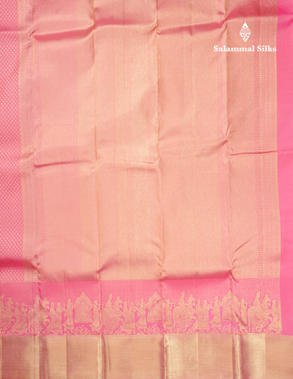Light Pink Grand Pallakku Bridal Pure Kanjivaram Silk Saree With Self Border