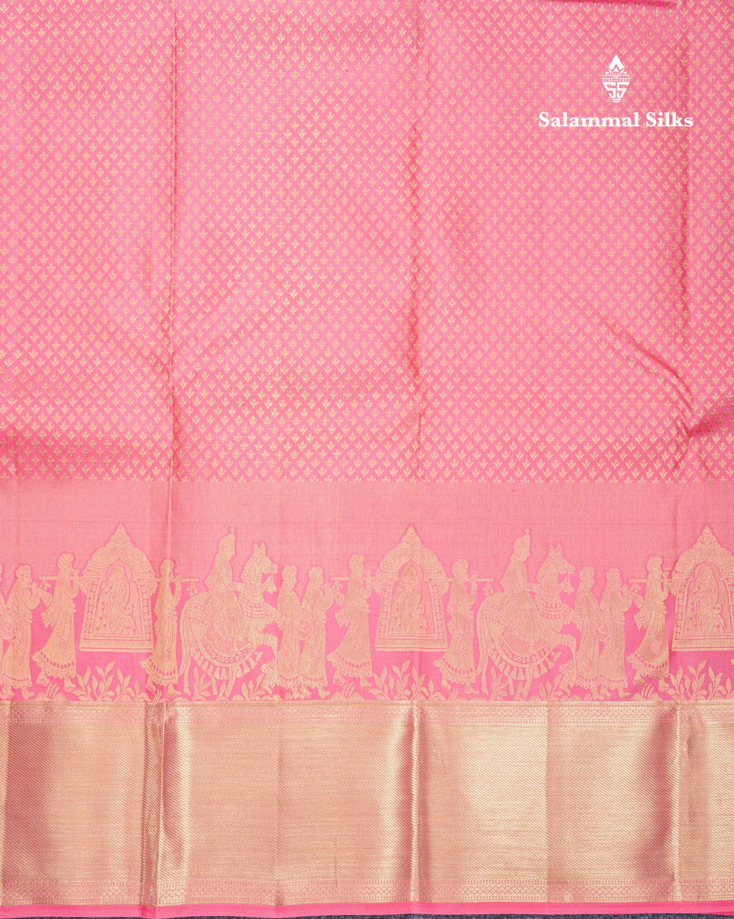 Light Pink Grand Pallakku Bridal Pure Kanjivaram Silk Saree With Self Border