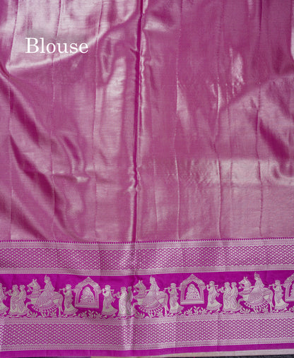 Beautiful Light Green Tissue Silk Mix Saree With Contrast Vadamalli Traditional Pallaku Evening Morning Border