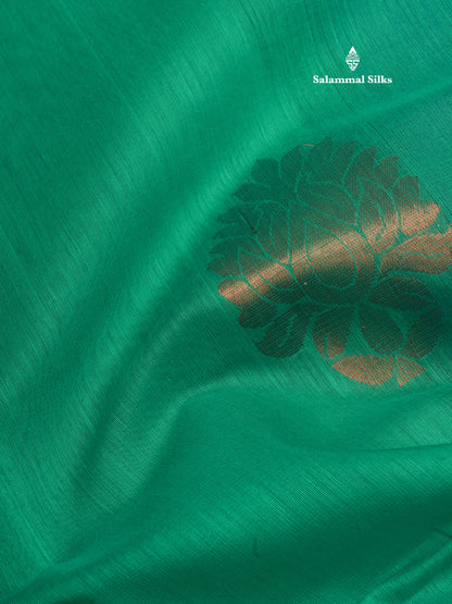 Sapphire Green Beautiful SICO Cotton Saree With Rama Blue Border