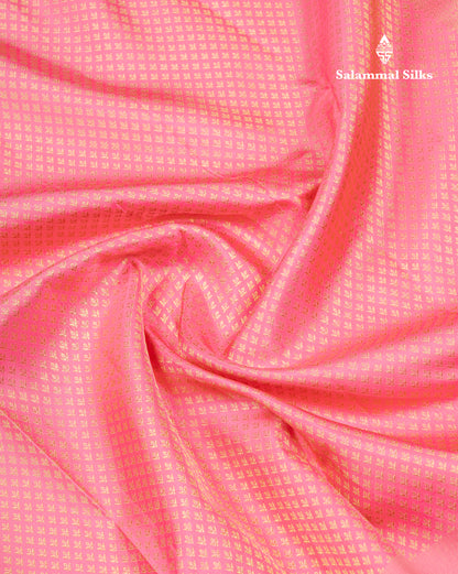 Light Pink Grand Pallakku Bridal Pure Kanjivaram Silk Saree With Self Border