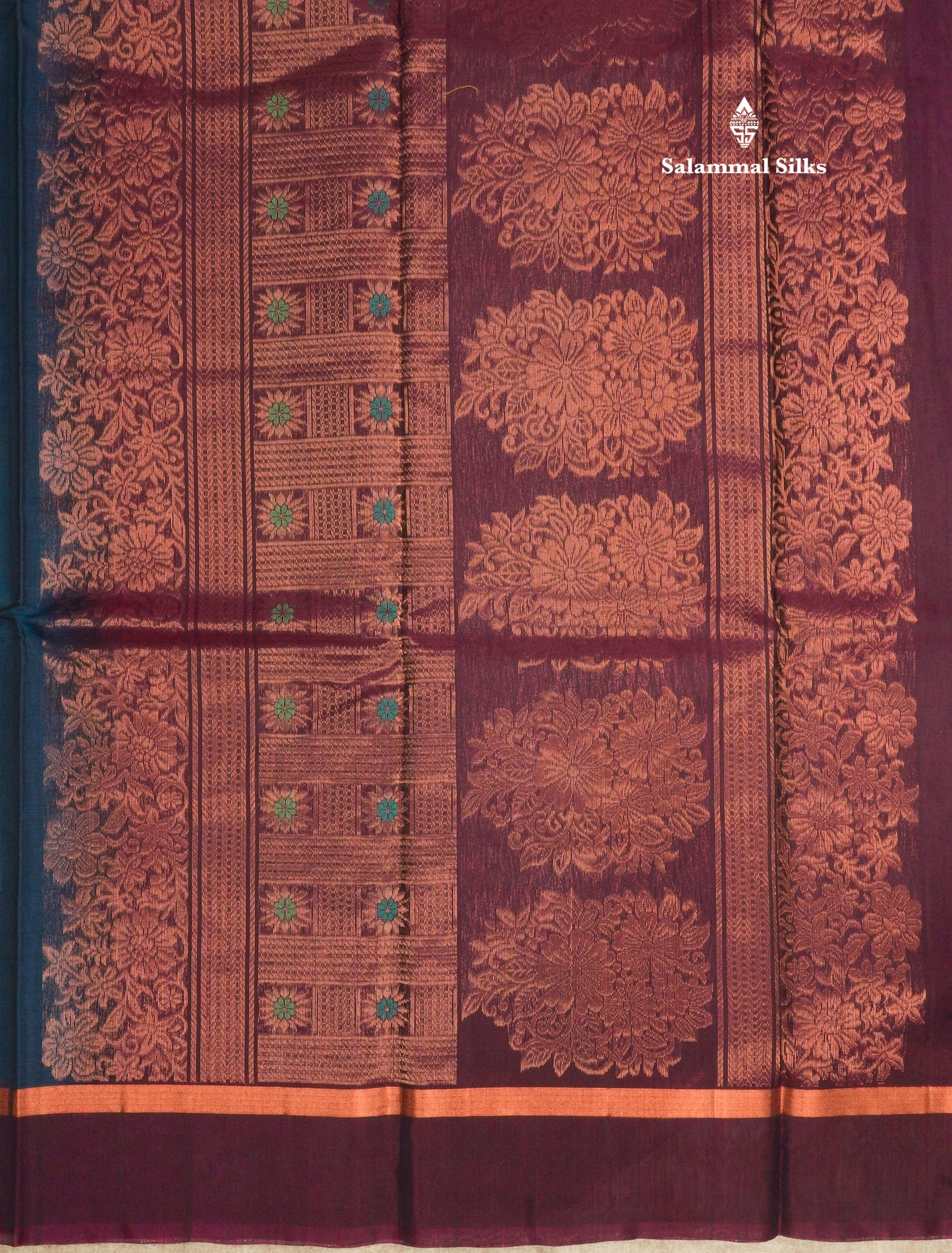 Maroon Beautiful SICO Cotton Saree With Green Border