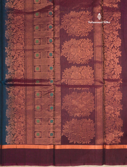 Maroon Beautiful SICO Cotton Saree With Green Border
