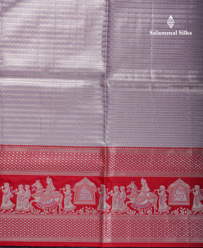 Beautiful Light Green Tissue Silk Mix Saree With Contrast Vadamalli Traditional Pallaku Evening Morning Border