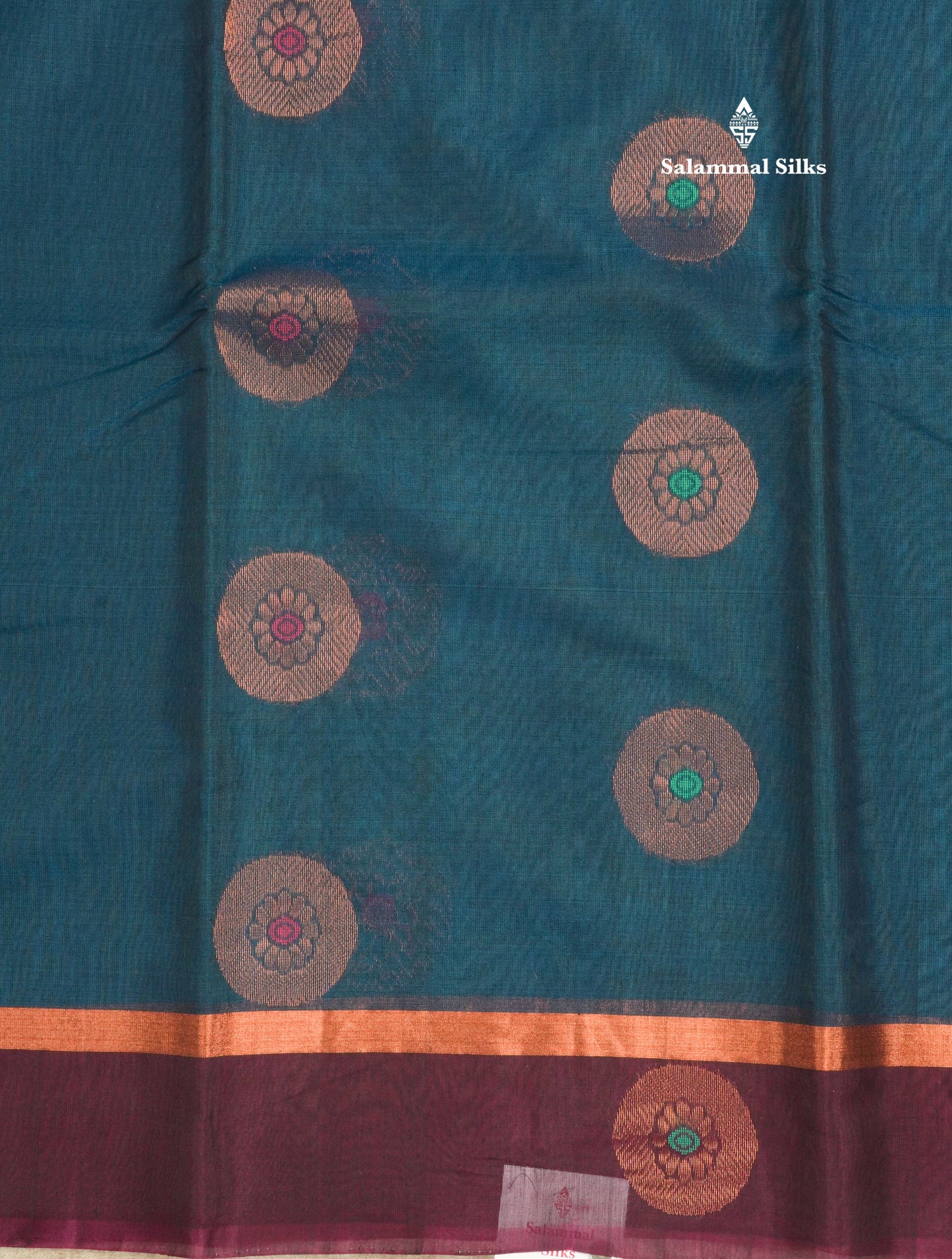 Maroon Beautiful SICO Cotton Saree With Green Border