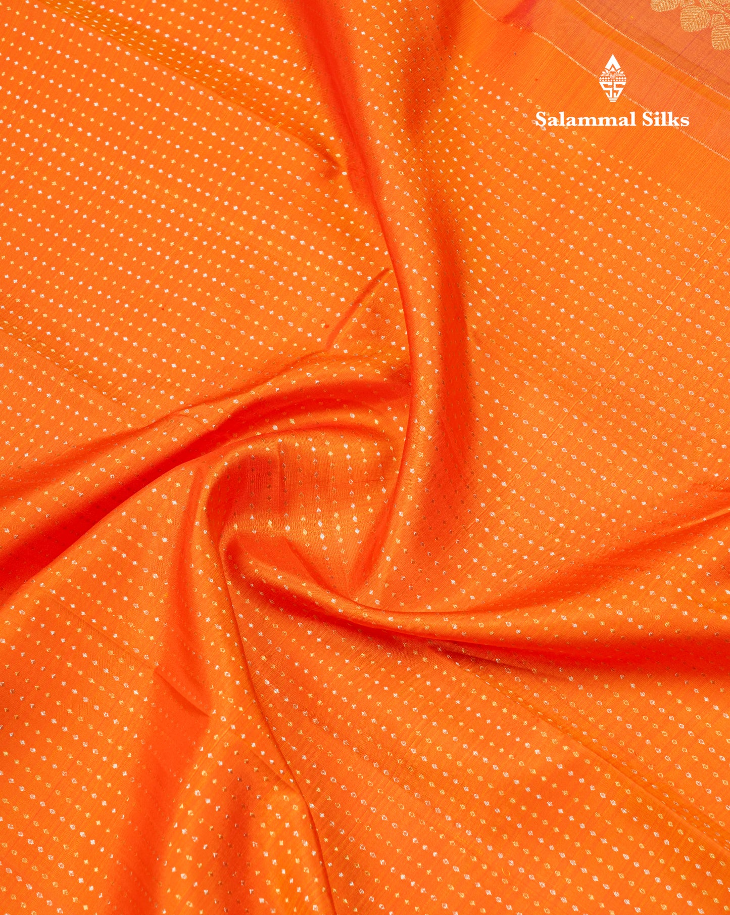 Fanta Orange Beautiful Gold And Silver Zari Lines Pure Kanjivaram Silk Saree With Evening Morning Border