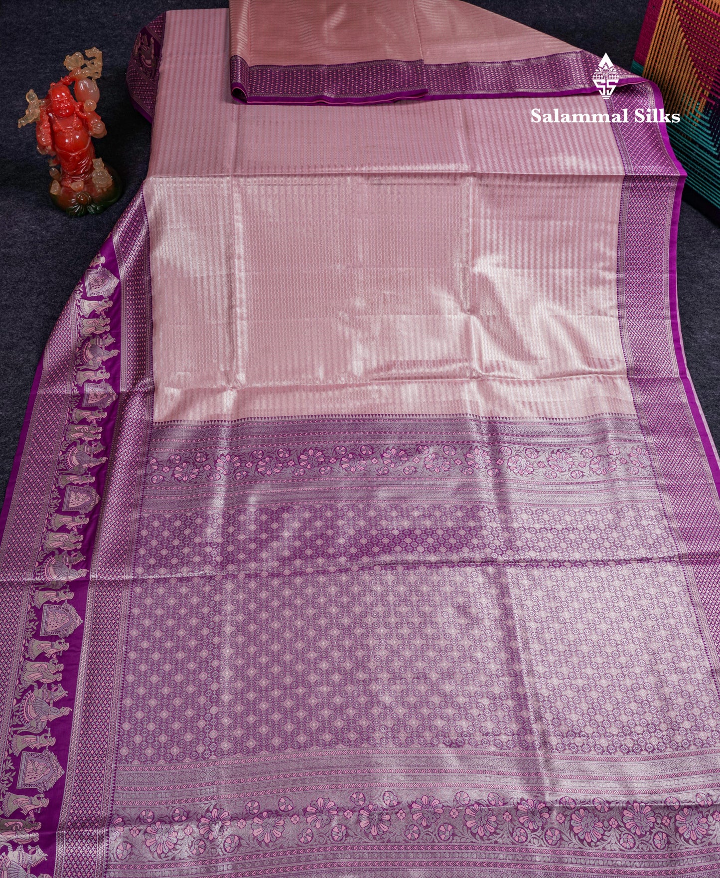 Beautiful Light Green Tissue Silk Mix Saree With Contrast Vadamalli Traditional Pallaku Evening Morning Border