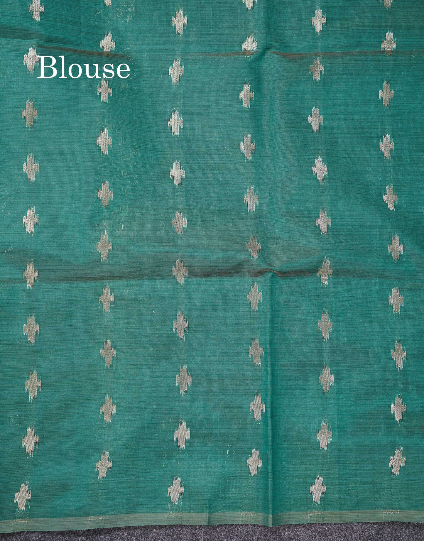 Elegant Cream Sandal Ikkat Style Cotton Mix Saree With Contrast Peacock Blue Border