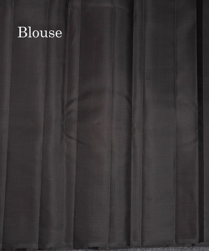 Beautiful Black Plain Pure Kanjivaram Silk Saree With Silver & Gold Traditional Temple Border