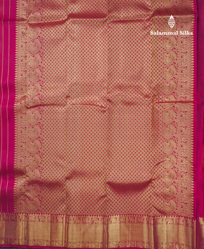 Wine Colour Beautiful Vairaoosi Lines Pure Kanjivaram Silk Saree With Gold Zari Traditional Border