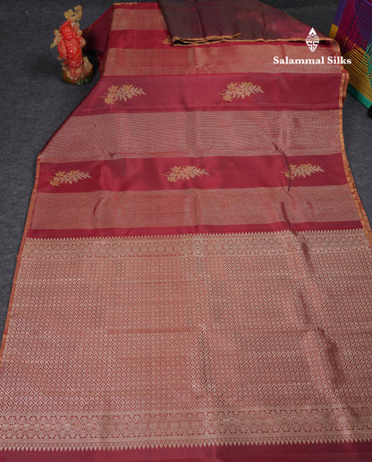 Beautiful Dark Maroon Fancy Pure Kanjivaram Silk Saree With Blouse