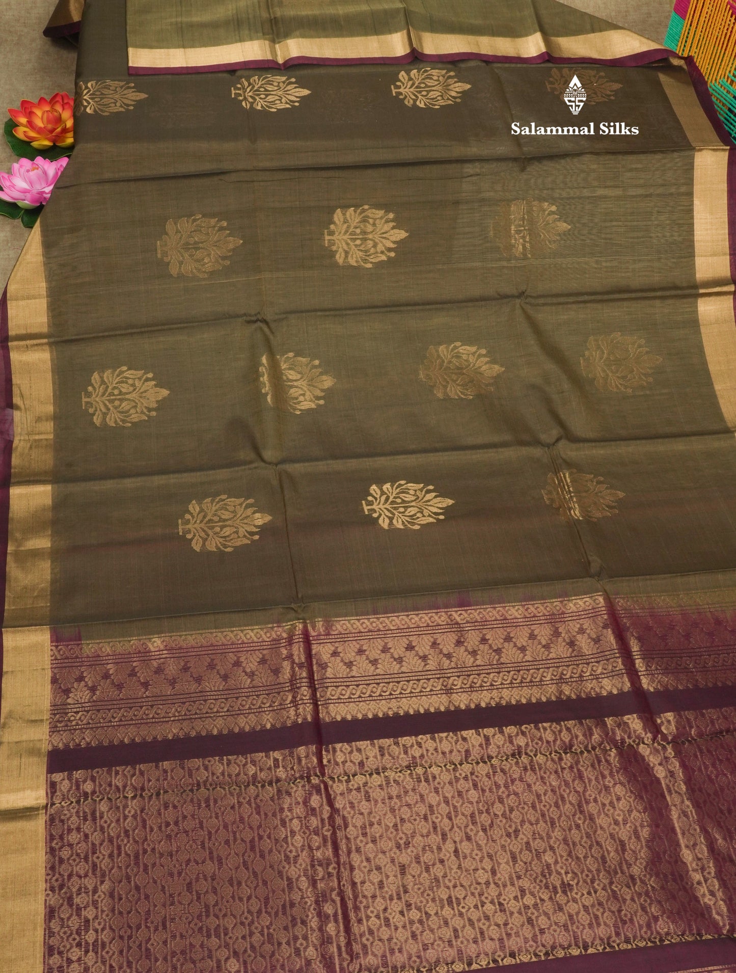 Light Brown Beautiful SICO Cotton Saree With Gold Zari Border