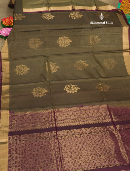 Light Brown Beautiful SICO Cotton Saree With Gold Zari Border