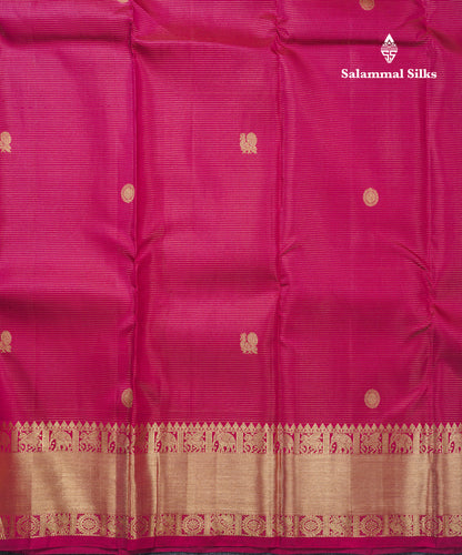 Wine Colour Beautiful Vairaoosi Lines Pure Kanjivaram Silk Saree With Gold Zari Traditional Border