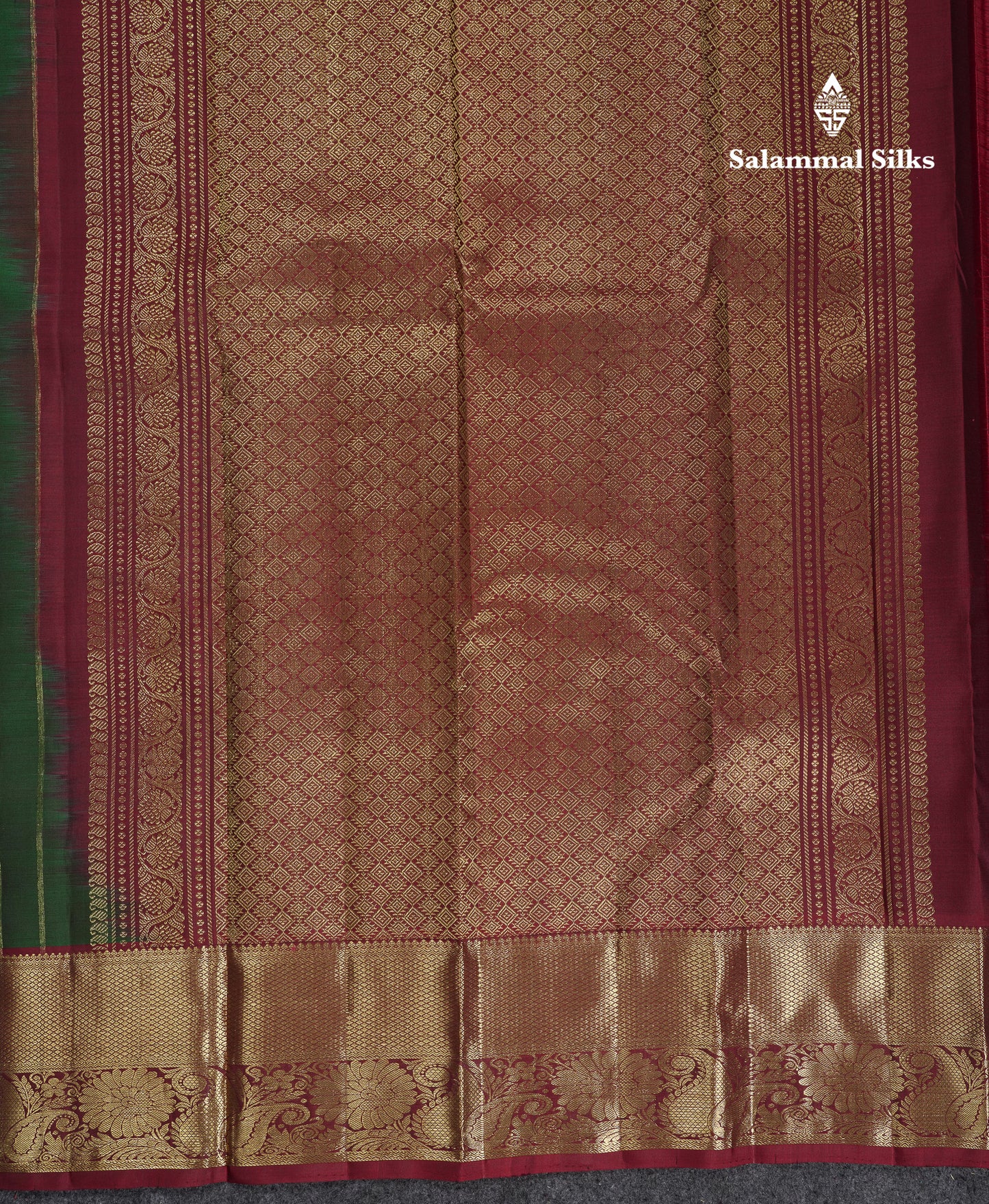 Beautiful Bottle Green Iruthalai Pakshi Pure Kanjivaram Silk Saree With Contrast Dark Maroon Tradiional Border