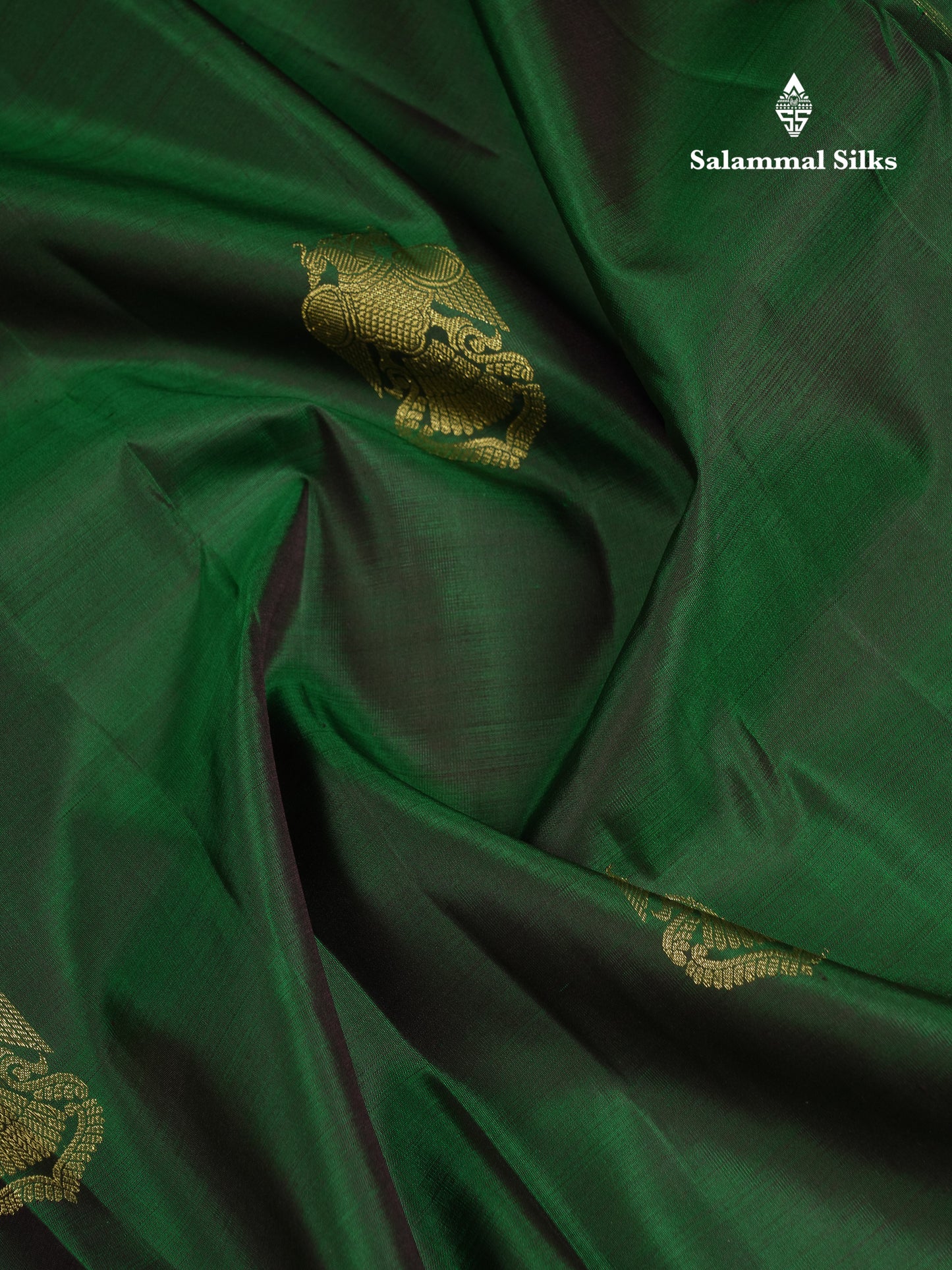 Beautiful Bottle Green Iruthalai Pakshi Pure Kanjivaram Silk Saree With Contrast Dark Maroon Tradiional Border