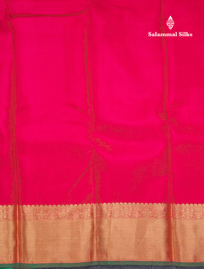 Sapphire Green Traditional Vairaoosi Checks And Buttas Pure Kanjivaram Silk Saree With Self Border