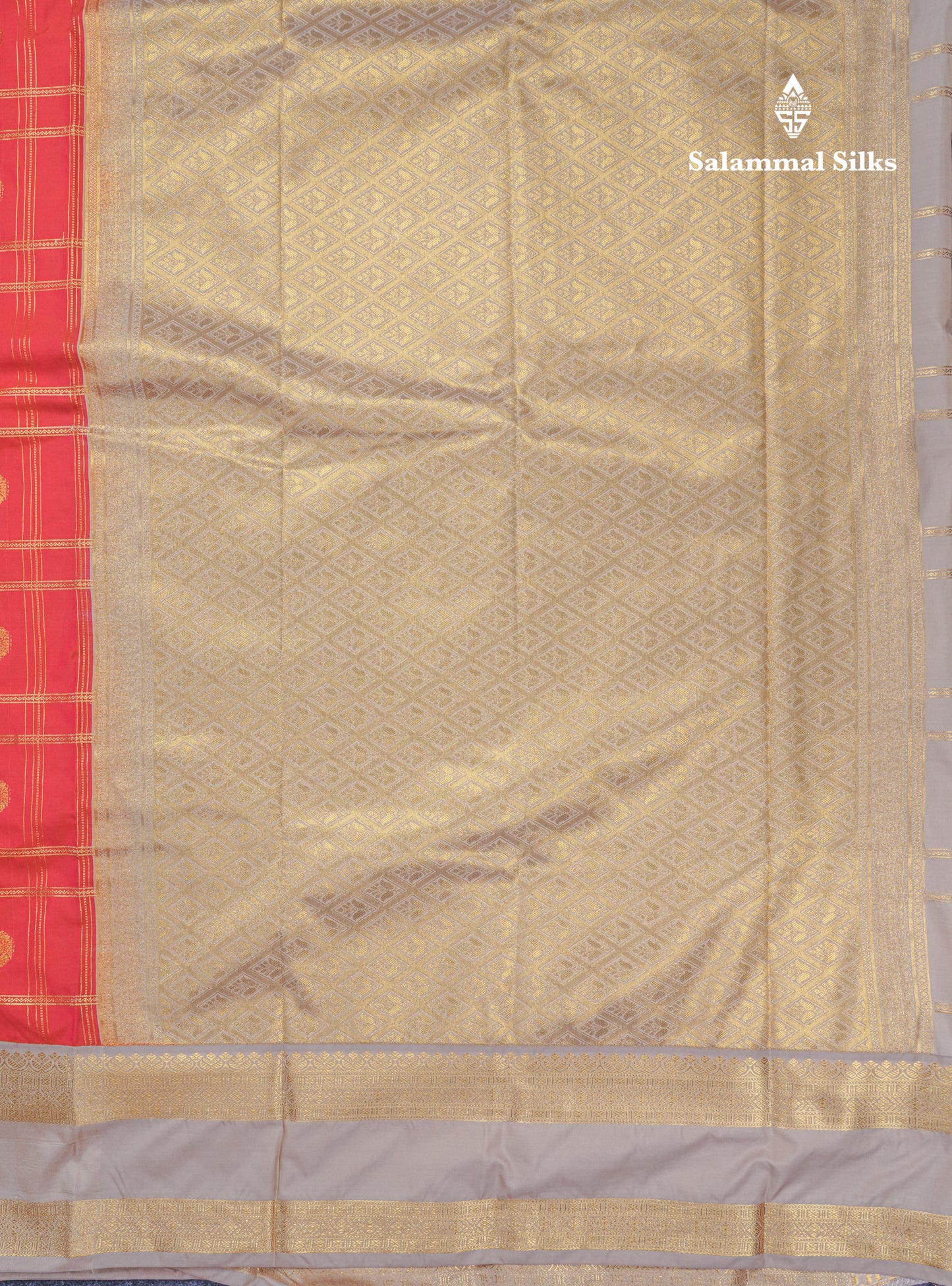 Reddish Pink Velthari Checks Beautiful Semi Silk Saree With Contrast Cream Border
