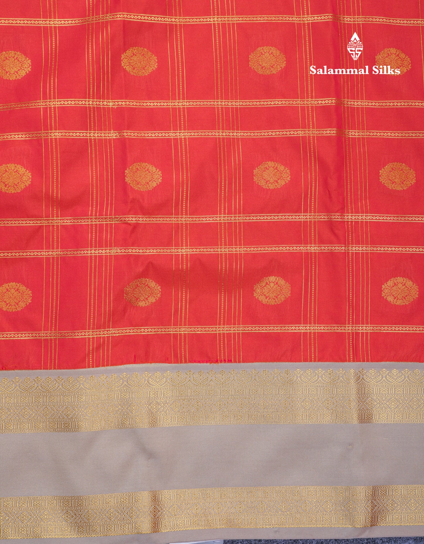 Reddish Pink Velthari Checks Beautiful Semi Silk Saree With Contrast Cream Border