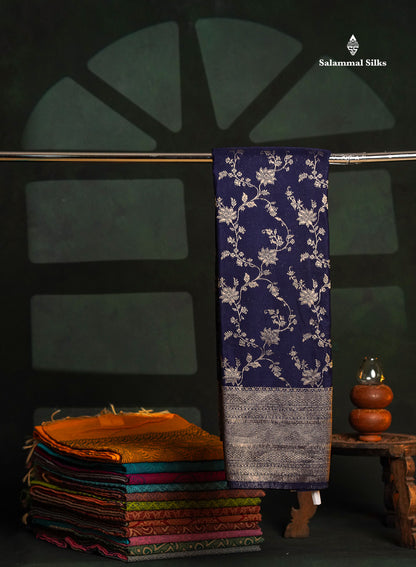 Beautiful Ramar Blue Semi Georgette Saree With Fancy Border