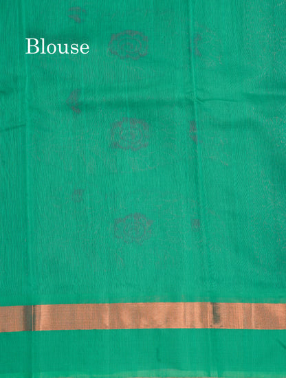 Violet Beautiful SICO Cotton Saree With Sapphire Green Border
