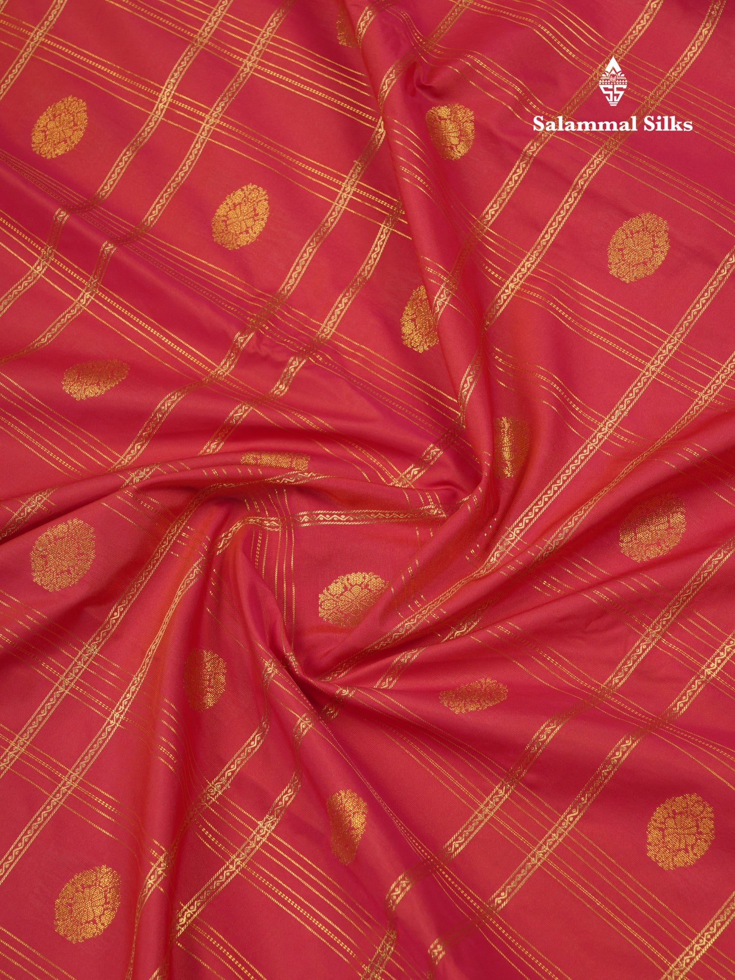 Reddish Pink Velthari Checks Beautiful Semi Silk Saree With Contrast Cream Border