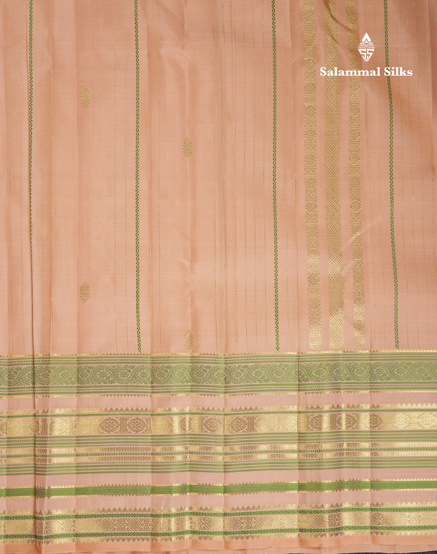 Beautiful Peach Handloom Fancy Pure Kanjivaram Silk Saree With Traditional Evening Morning Border