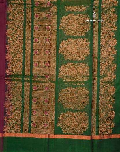 Violet Beautiful SICO Cotton Saree With Bottle Green Border