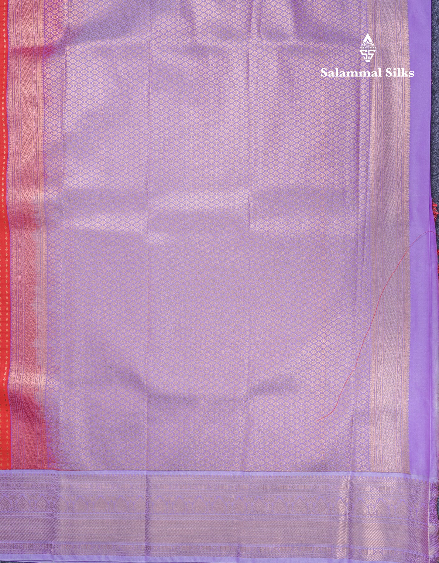 1000 Buttas Red Beautiful Semi Silk Saree With Contrast Lavender Border