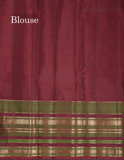Beautiful Peach Handloom Fancy Pure Kanjivaram Silk Saree With Traditional Evening Morning Border