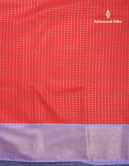 1000 Buttas Red Beautiful Semi Silk Saree With Contrast Lavender Border