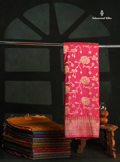 Bottle Green Semi Georgette Saree With Fancy Self Border