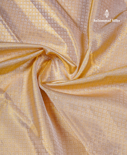 Beautiful Beige Tissue 2G Pure Kanjivaram Silk Saree With Traditional Evening Morning Border