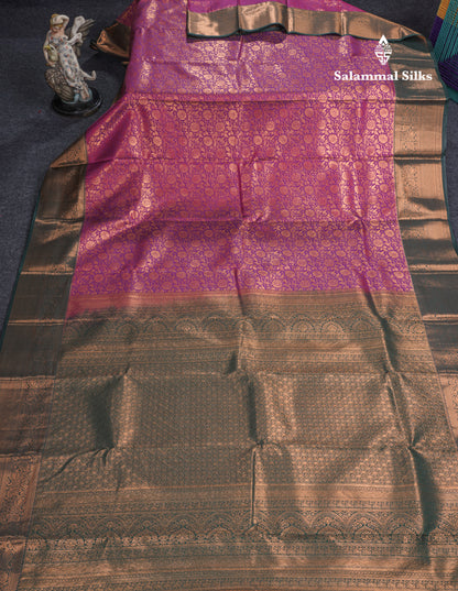 Magenta Beautiful Grand Bridal Semi Silk Saree With Contrast Bottle Green Border