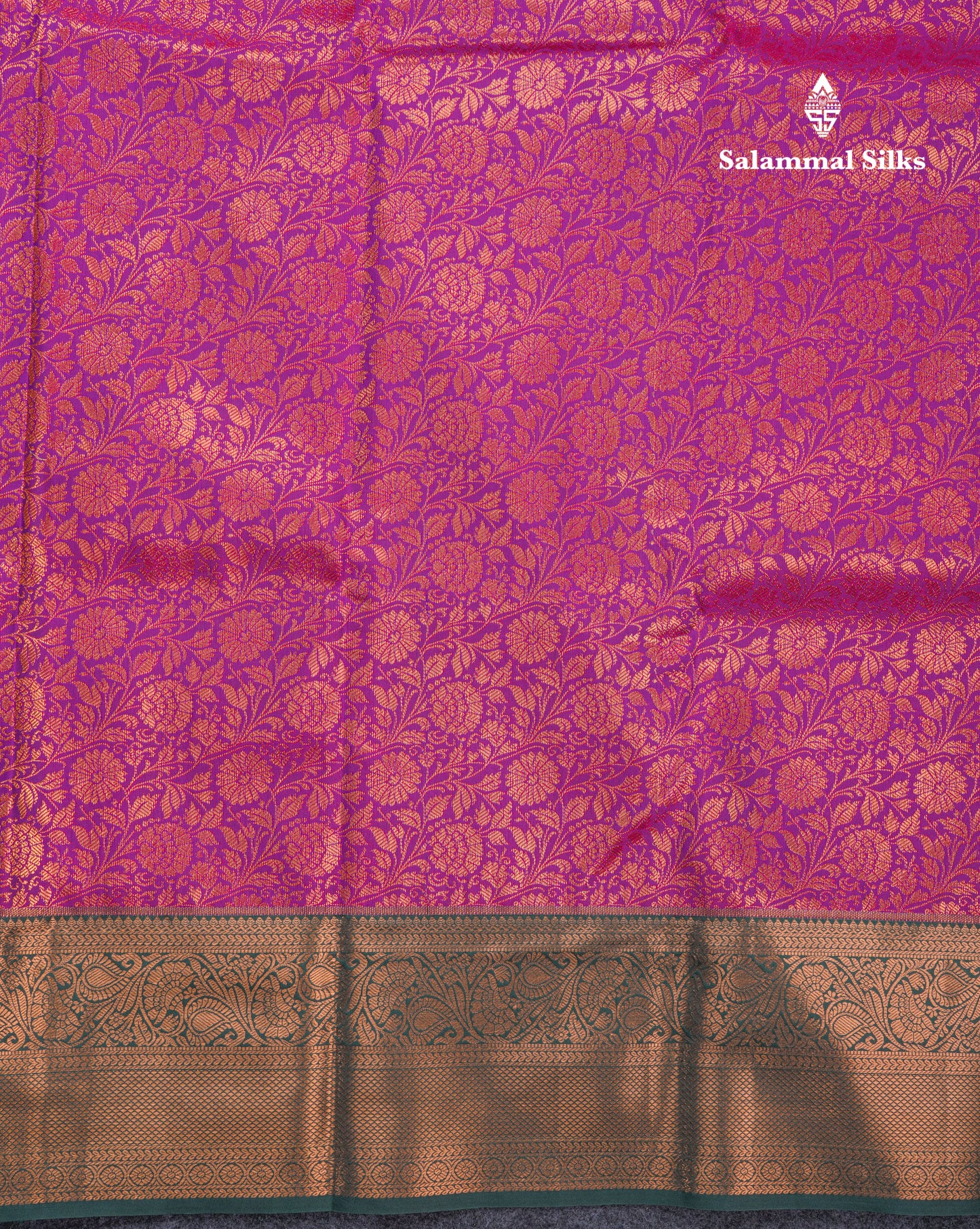 Magenta Beautiful Grand Bridal Semi Silk Saree With Contrast Bottle Green Border