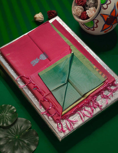 Rexona Banana Pinth Saree (Vaazhainaar Pattu) With Contrast Pink Blouse