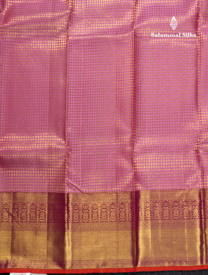 Beautiful Light Pink Bridal Pure Kanjivaram Silk Saree With Contrast Magenta Pink Blouse