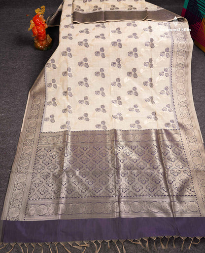 Elegant Cream Sandal Cotton Mix Saree With Contrast Pinkish Red Fancy Border