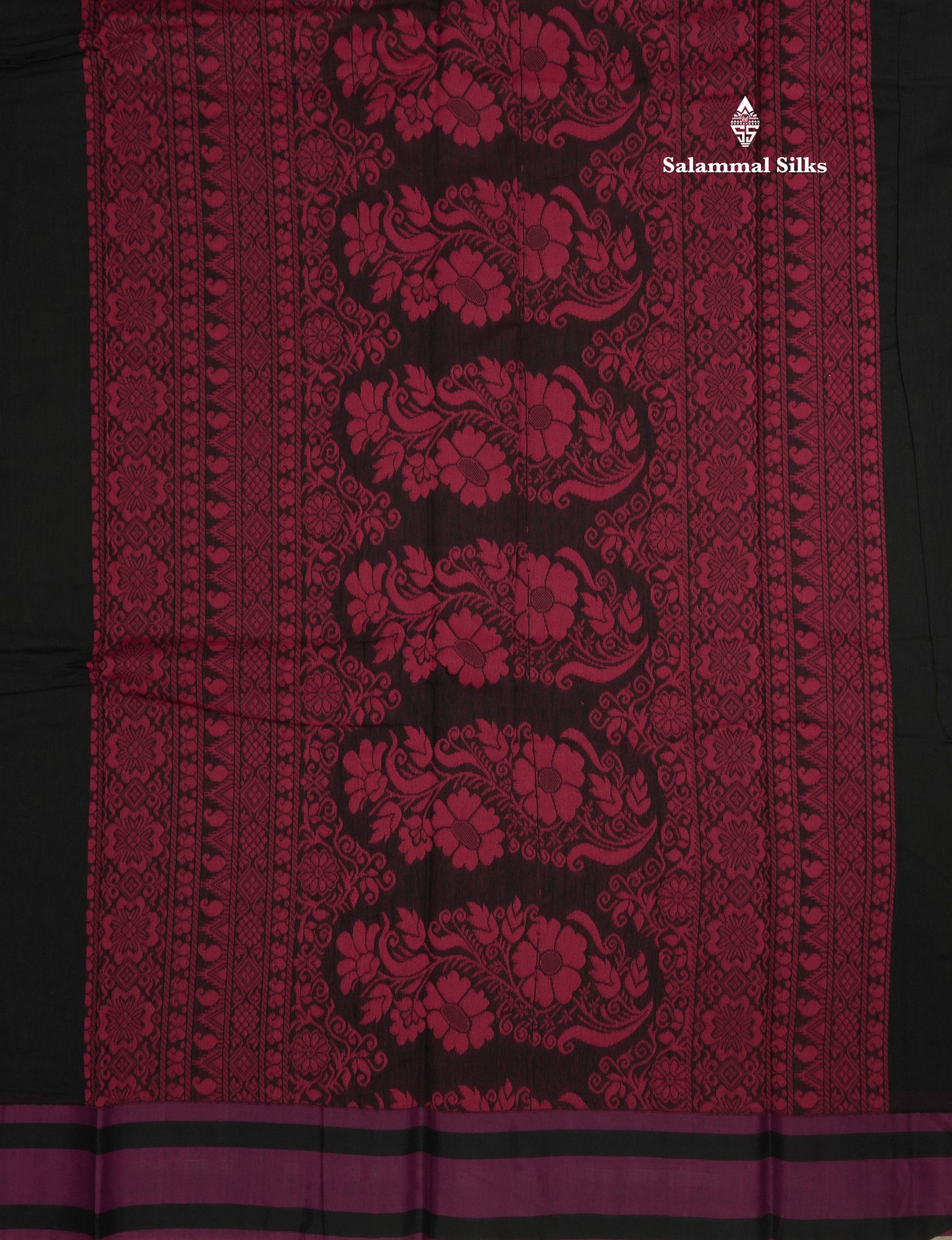 Black Beautiful SICO Cotton Saree With Magenta Border