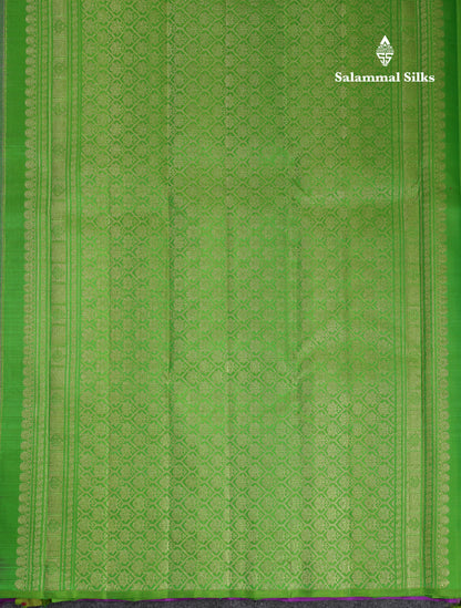 Beautiful Purple Pure Kanjivaram Silk Saree With Tradiional One Side Border