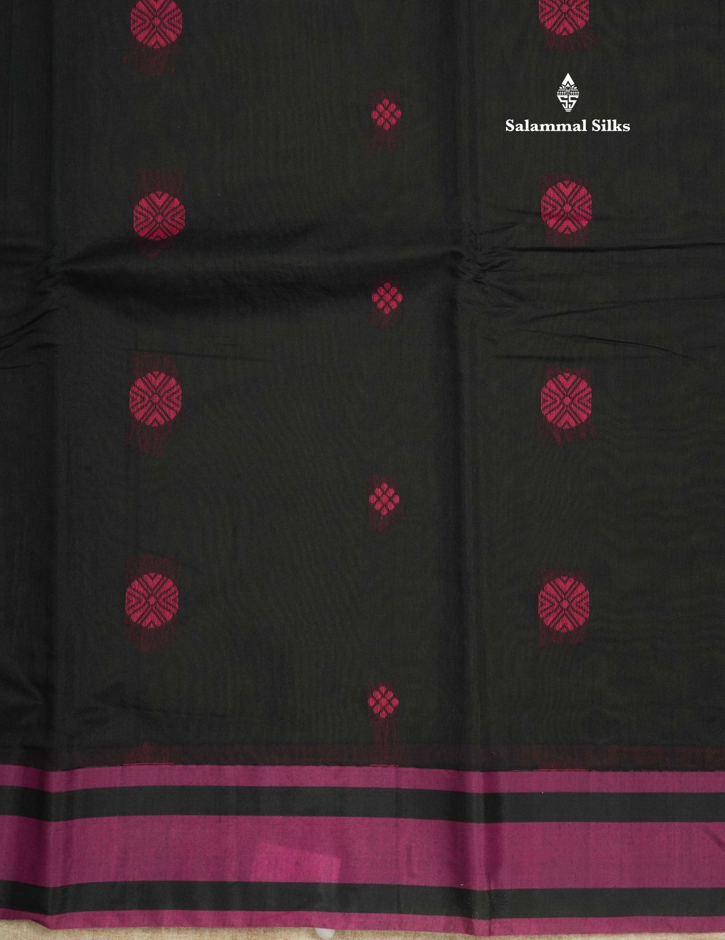 Black Beautiful SICO Cotton Saree With Magenta Border