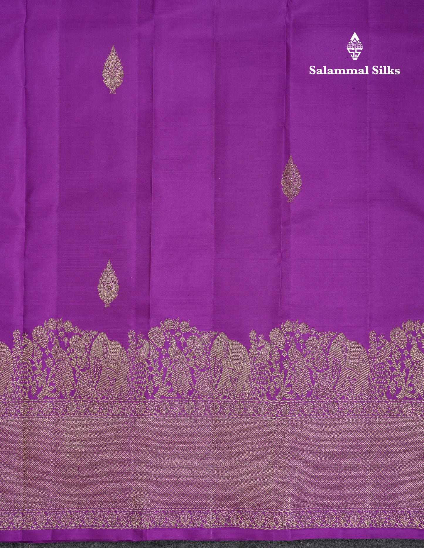 Beautiful Purple Pure Kanjivaram Silk Saree With Tradiional One Side Border