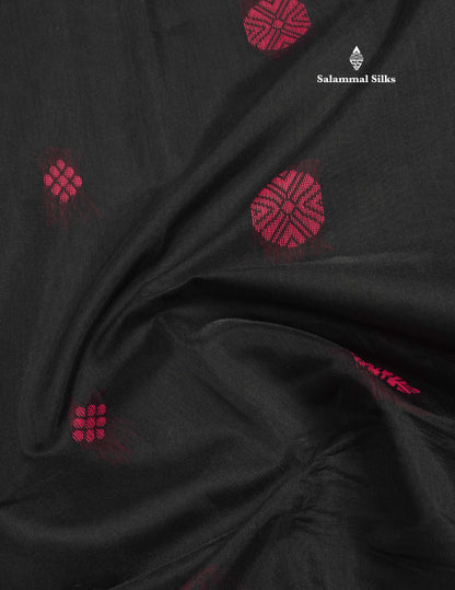 Black Beautiful SICO Cotton Saree With Magenta Border