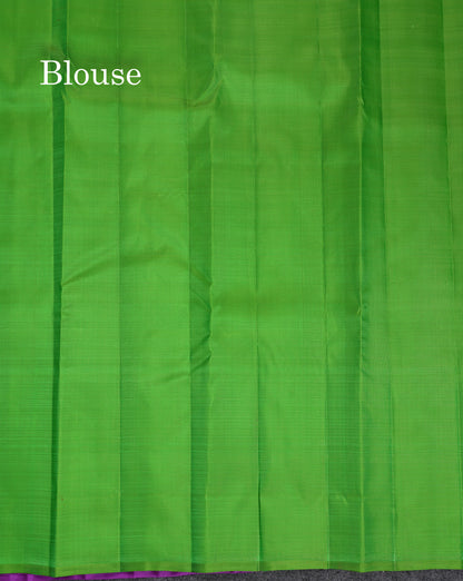 Beautiful Purple Pure Kanjivaram Silk Saree With Tradiional One Side Border