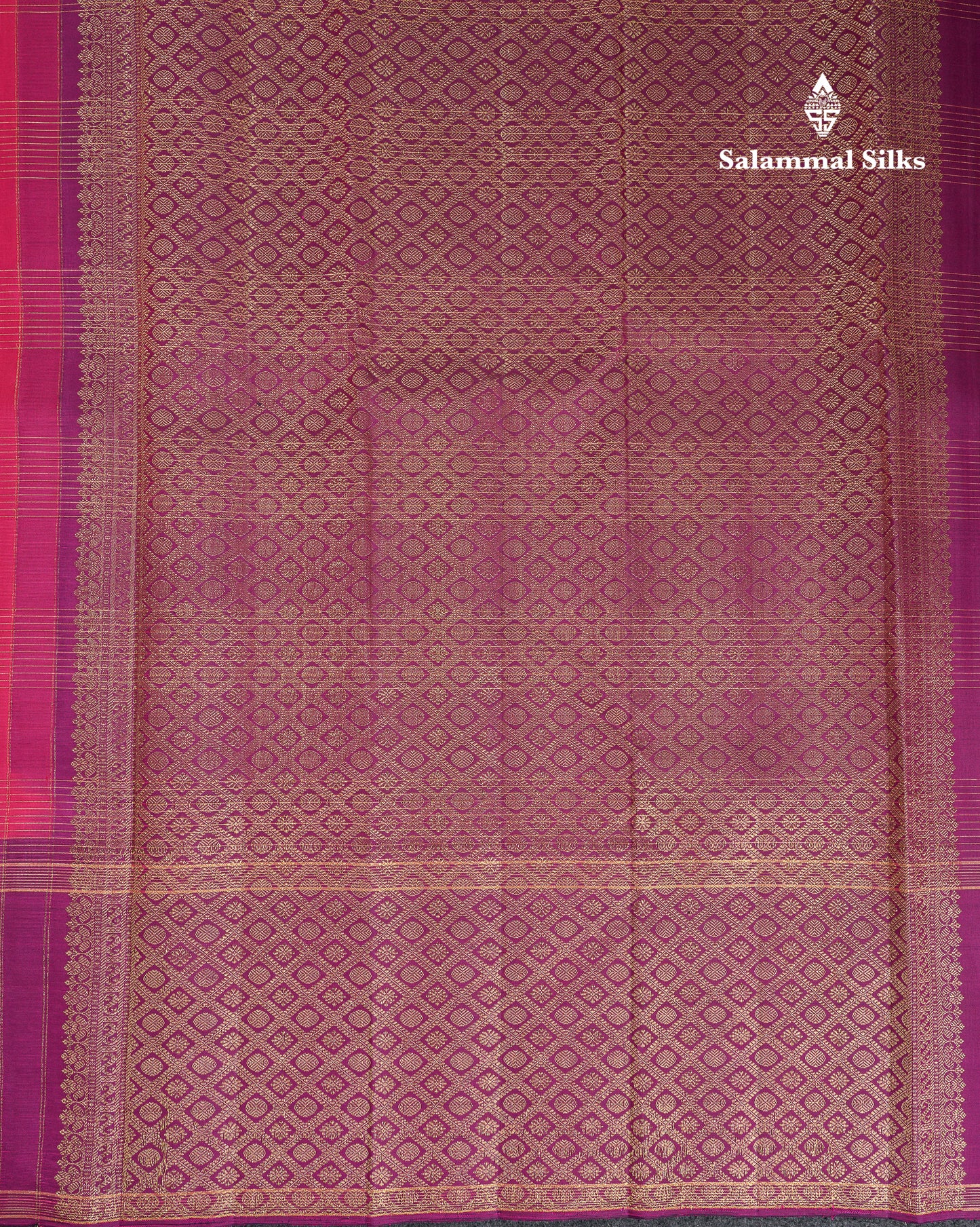 Beautiful Pink Pure Kanjivaram Silk Saree With Contrast Magenta Fancy Border