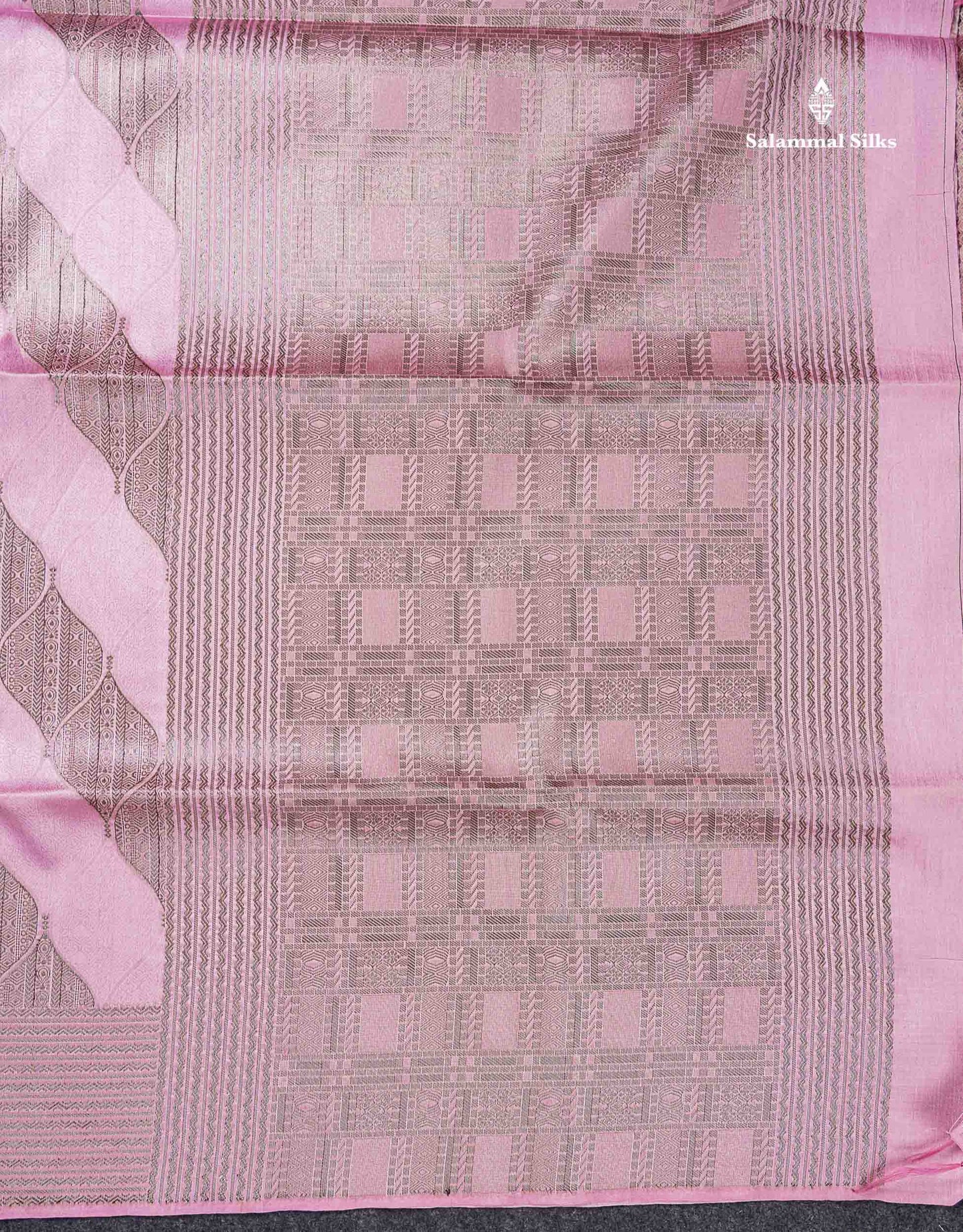 Beautiful Light Pink Semi Tussar Saree With Fancy Border