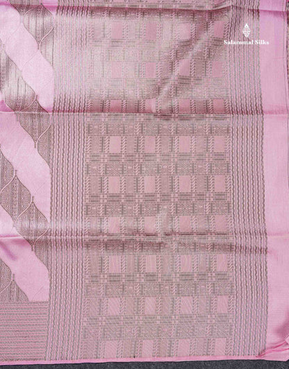 Beautiful Light Pink Semi Tussar Saree With Fancy Border