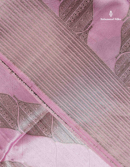Beautiful Light Pink Semi Tussar Saree With Fancy Border