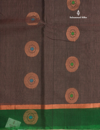 Maroon Beautiful SICO Cotton Saree With Green Border