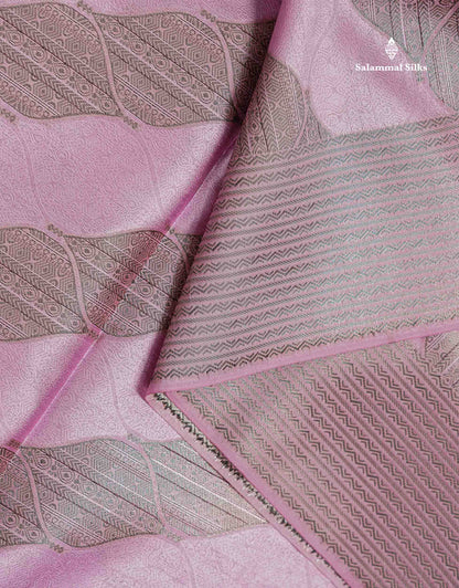 Beautiful Light Pink Semi Tussar Saree With Fancy Border